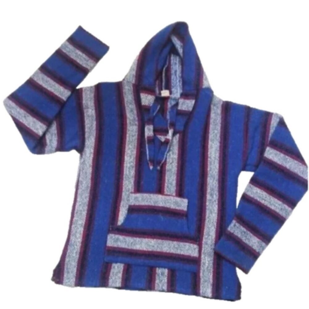 EL PASO SADDLEBLANKET CO Baja Hoodie Pullover‎ Surfer Festival Drug Rug Poncho M